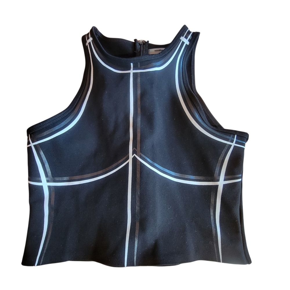 Maniere De Voir Crop Top Graphic Streetwear W US 10 Black Excellent Sleeveless